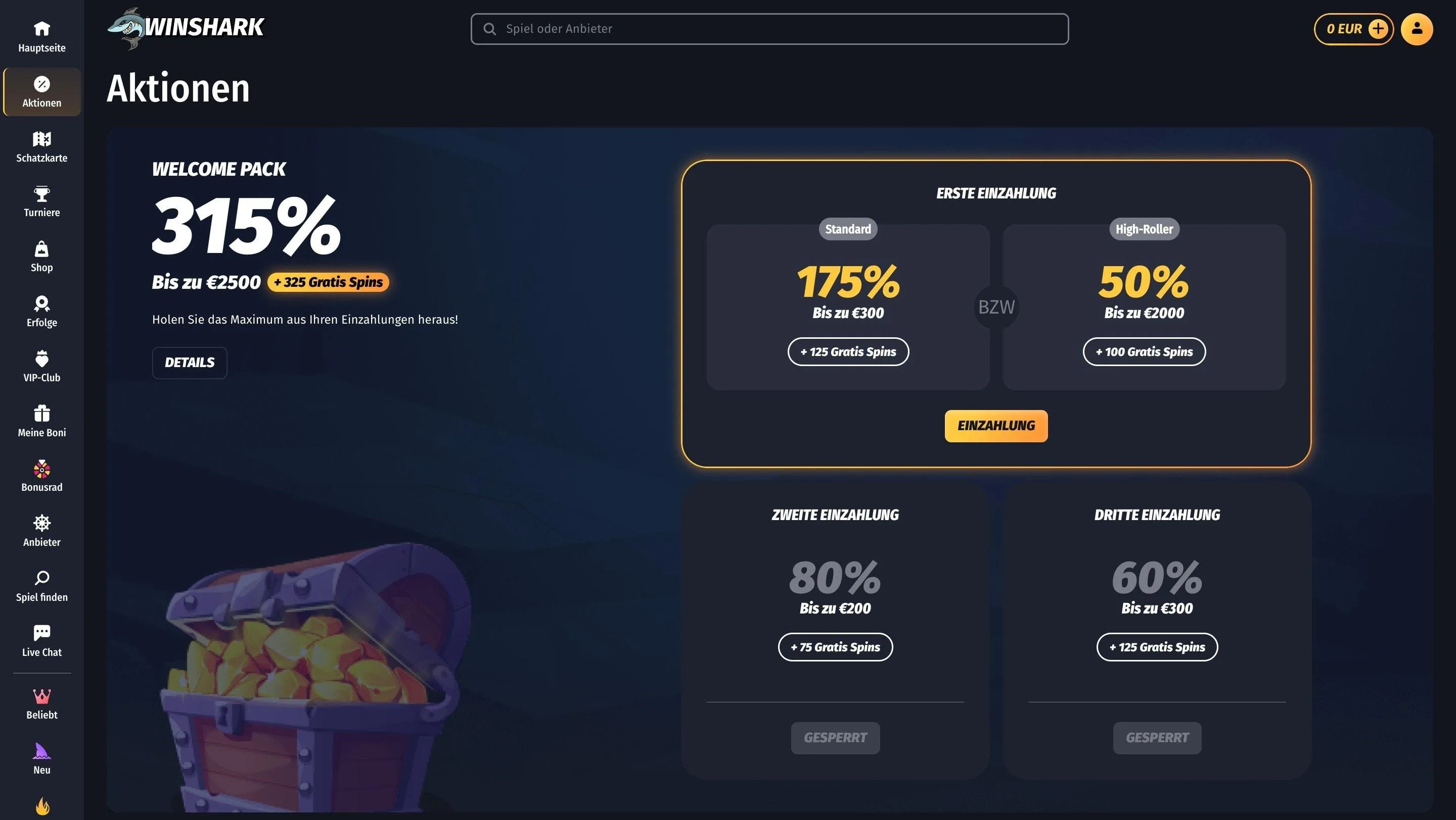 Winshark Online Casino mit schnelle auszahlung